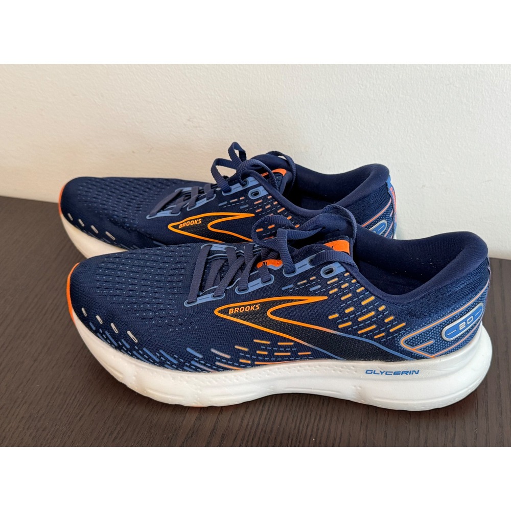 Brooks Glycerin 20 Mens 10.5 Navy Blue Orange DNA LOFT v3 Running Shoes